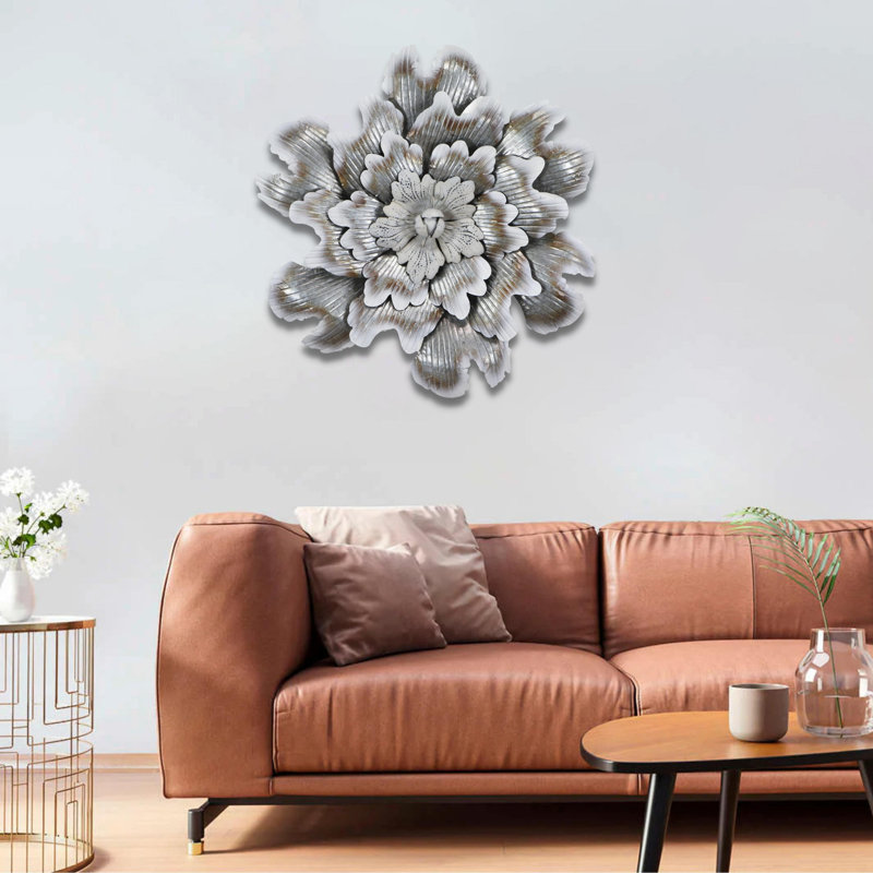 Décoration murale fleur galvanisée