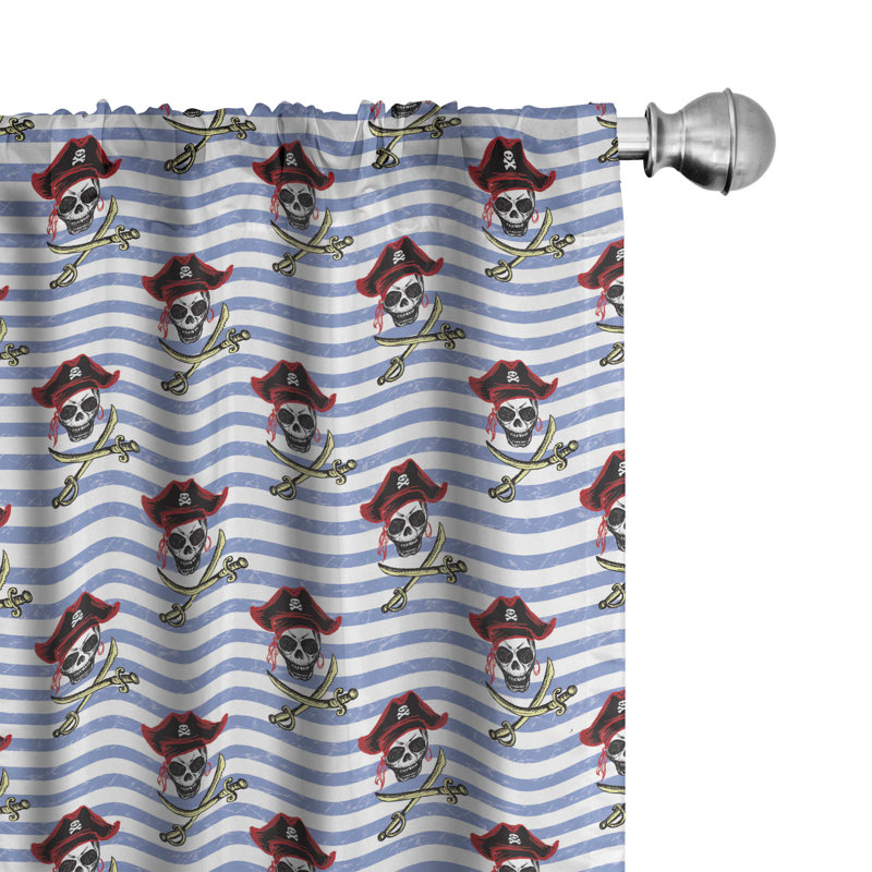 Pirates Semi-Sheer Rod Pocket Sliding Panel, 28" x 84"