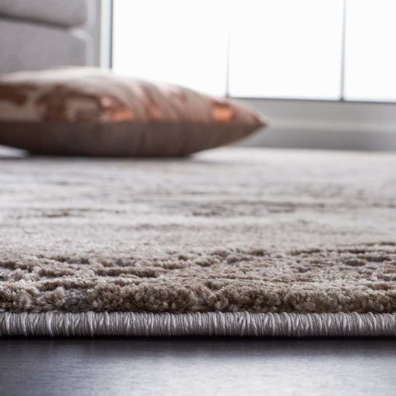Prevost Abstract Gray/Taupe/White Area Rug, Round 6'7"