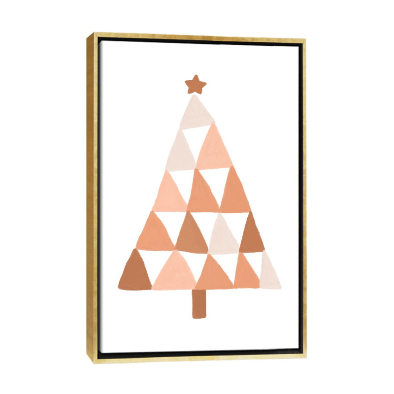 Arbre de Noël pastel par Orara studio-reproduction d’art, H 26 po x l 18 po x 1,5 po, Toile encadrée d'or, Pas de tapis