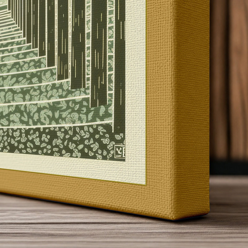 Columned Corridor Industrial - Wrapped Canvas, 30x20 - 76.2 x 50.8 cm, Ochre Border