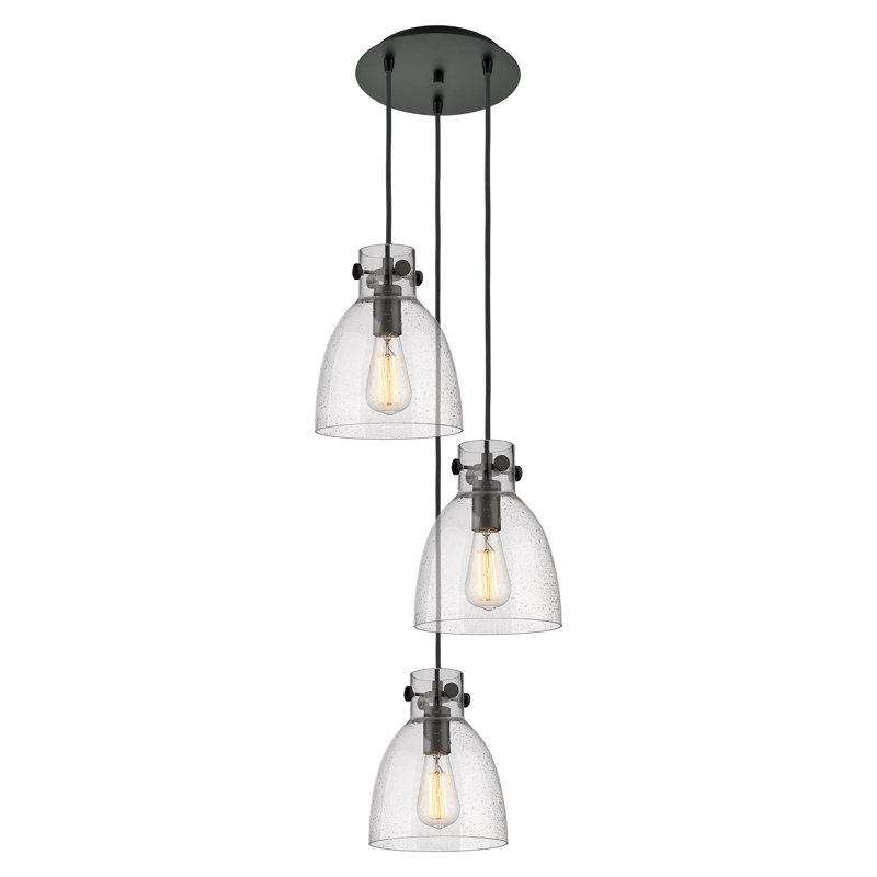 Luminaire suspendu en grappe à 3 lumières Amrith, Grainé, Noir mat