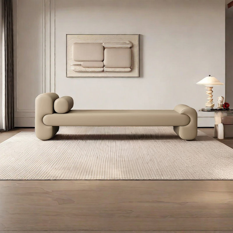 Banc de rangement Syniya, H 25,59 po x l 68,89 po x P 17,71 po, Beige