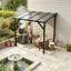 Pavillon de jardin durable à toit rigide avec cadre, abri barbecue moderne gris foncé