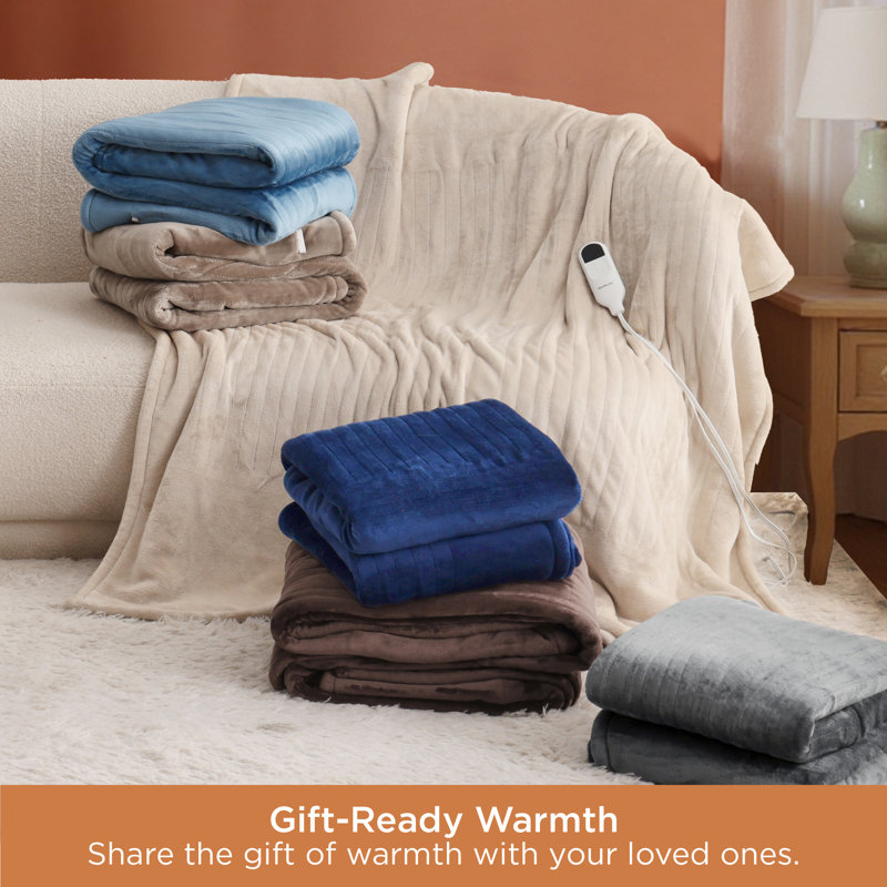 Cozy Winter Collection Electric Blanket - Dual Control Heated Blanket , Fast Heating with 10 Time Settings & 10 Heat Settings