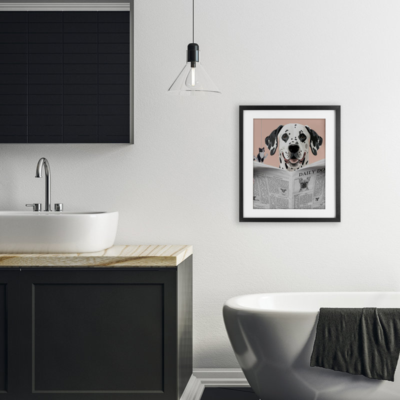 Impression sous-verre Dalmatian, Cadre noir minuit, H 16 po x l 13 po
