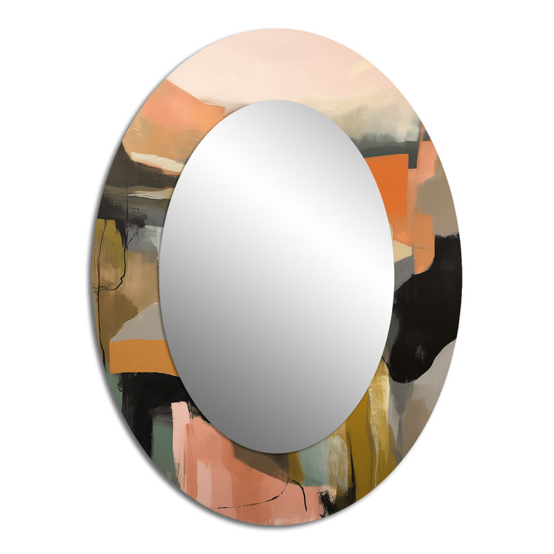 Miroir mural vert et beige Transcendant Reality II, 40 po x 30 po