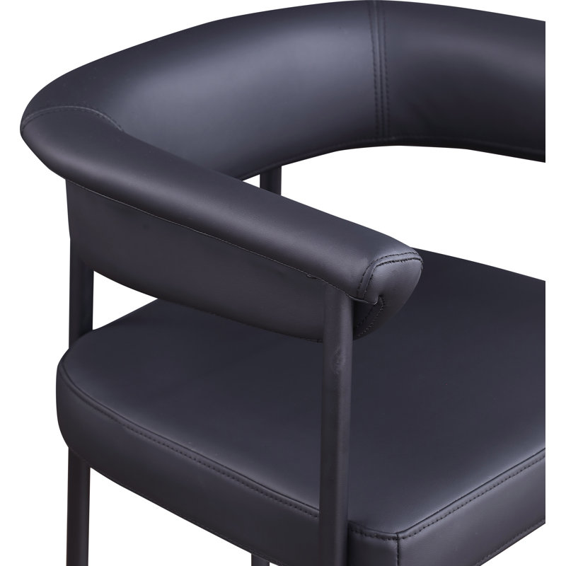 Tabouret de comptoir Malin, Cuir végétalien noir