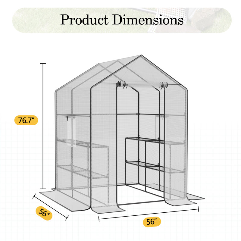 Greenhouse for Outdoors, Walk-In Plant Tent with 3 Tiers 12 Shelves, PE Cover for Outside