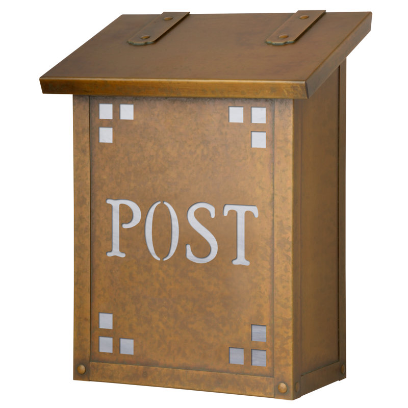 Pasadena Brass Wall Mounted Mailbox, Wispy White, Textured Black