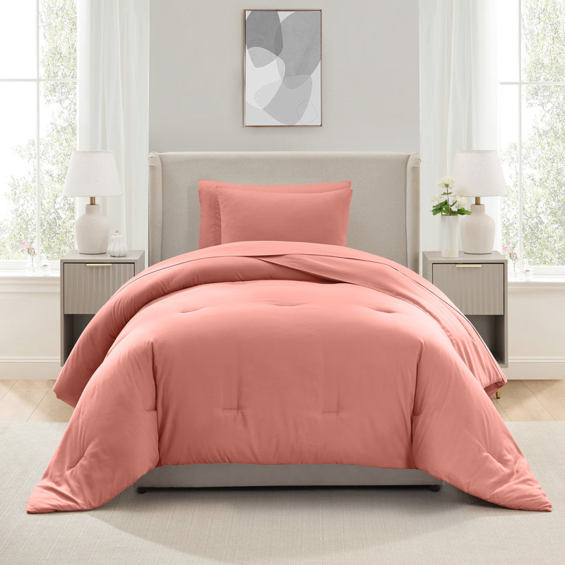 Soft Microfiber 5 Piece Comforter Set with Sheets, Terracotta, Twin Extra Long Comforter + 4 Additional Pieces