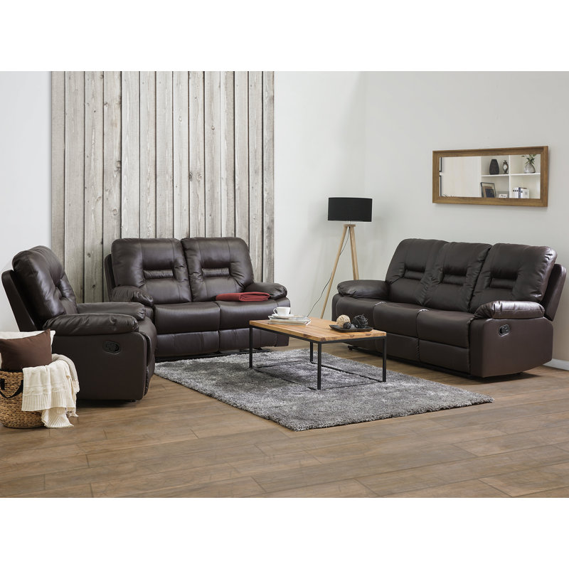 Wiggin 3 Piece Faux Leather Reclining Living Room Set
