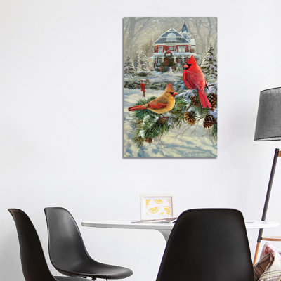 Cardinals And House 1 Piece Wrapped Canvas Wall Art