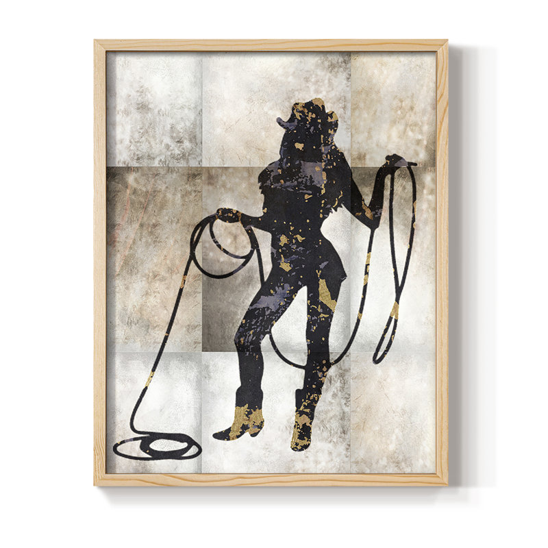 Cowgirl III, reproduction encadrée - bois massif, Naturel, H 11 po x l 9 po