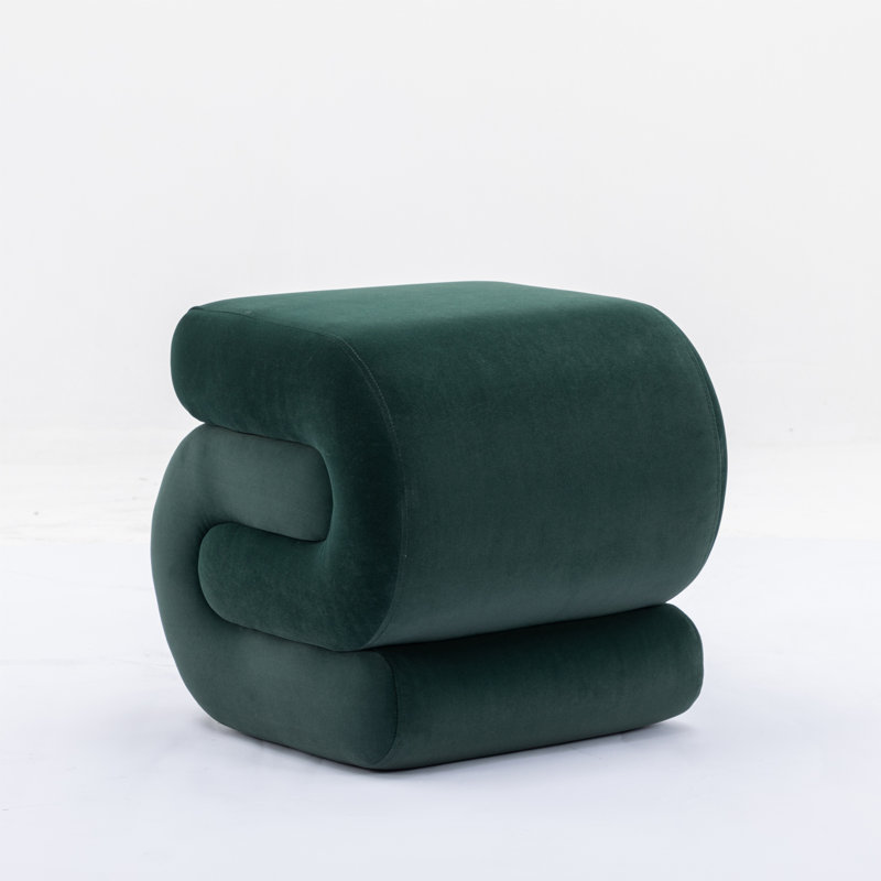 S-shape Velvet Fabric Ottoman, Stylish and Functional with Soft Velvet, Foam Filling, and Wooden Frame for Indoor Use