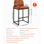 Tabouret de bar de 27 po de hauteur, comptoir de 27 po avec pieds en métal et pieds en métal, surface de siège confortable, facile à entretenir, pour la cuisine et la salle à manger, brun