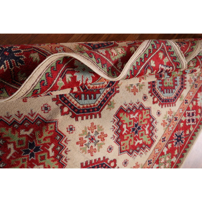 Tapis oriental ivoire fait à la main Kazak 5