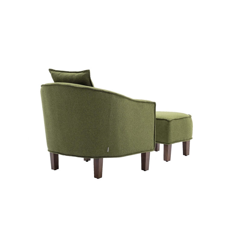 Confortable fauteuil d'appoint Mid-Century moderne avec repose-pieds pour la détente, Polyester vert olive