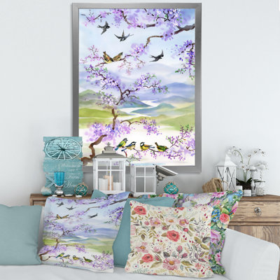" Birds On Cherry Branch " Painting Print