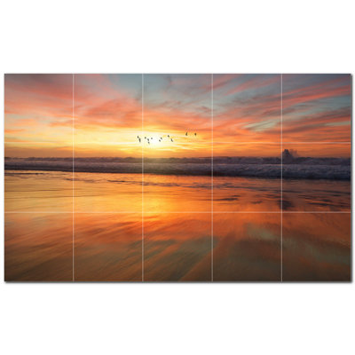 Murale décorative en céramique 4,25 po x 4,25 po Sunset