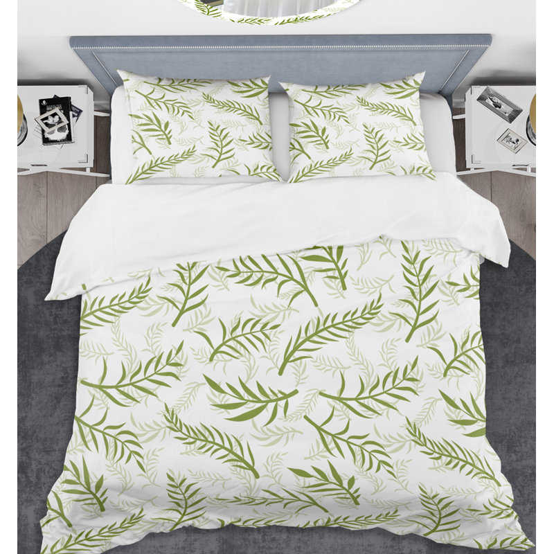 Ensemble de housse de couette style Mid-Century Tropical Botanicals I, Housse de couette très grand + 2 taies décoratives