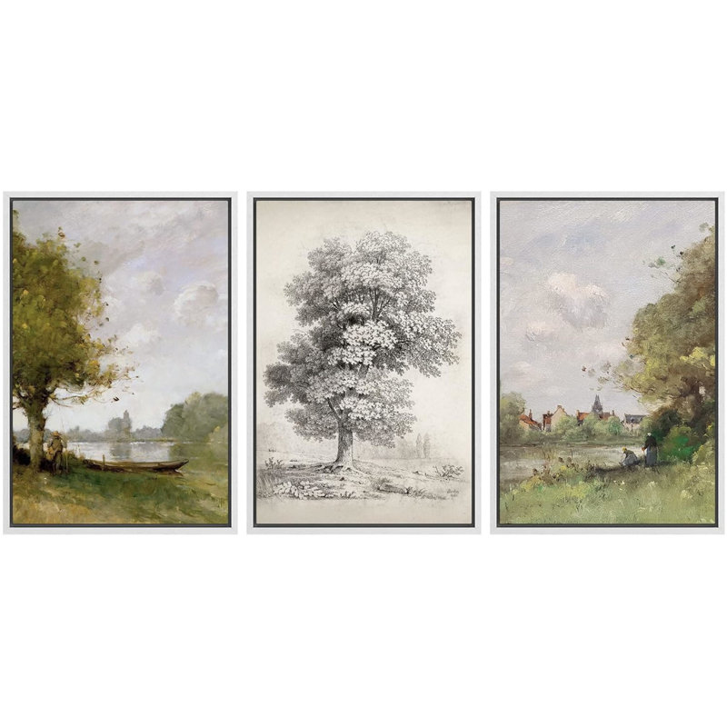Forest Tree Field 3 pièces, H 24 po x l 16 po x P 1,5 po, Blanc