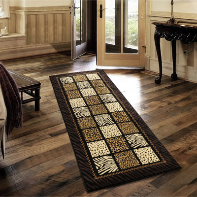 Tapis de couloir multicolore 7 po X 3 po, avec motif zébré, léopard, tigre, pour les espaces très passants, polypropylène avec envers en jute, tapis 31 87, imprimés doux et idéal