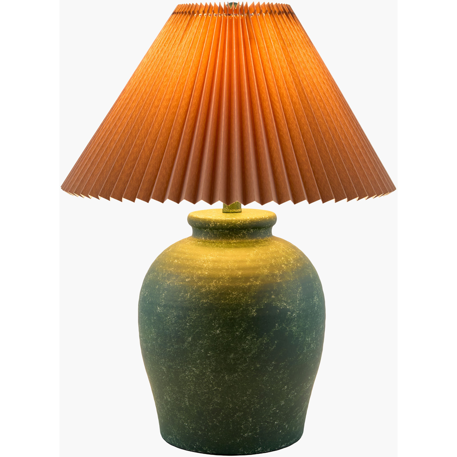 Chemise 22" Ceramic Table Lamp, Brown Pleated, Green