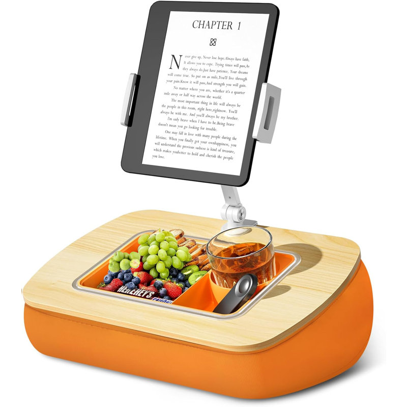 Adjustable Lap Beanbag Tablet  Stand, with Snack Bowl,362° Rotating Cli