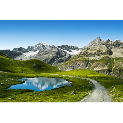 Touristic Trail In The Swiss Alps - Wrapped Canvas Print