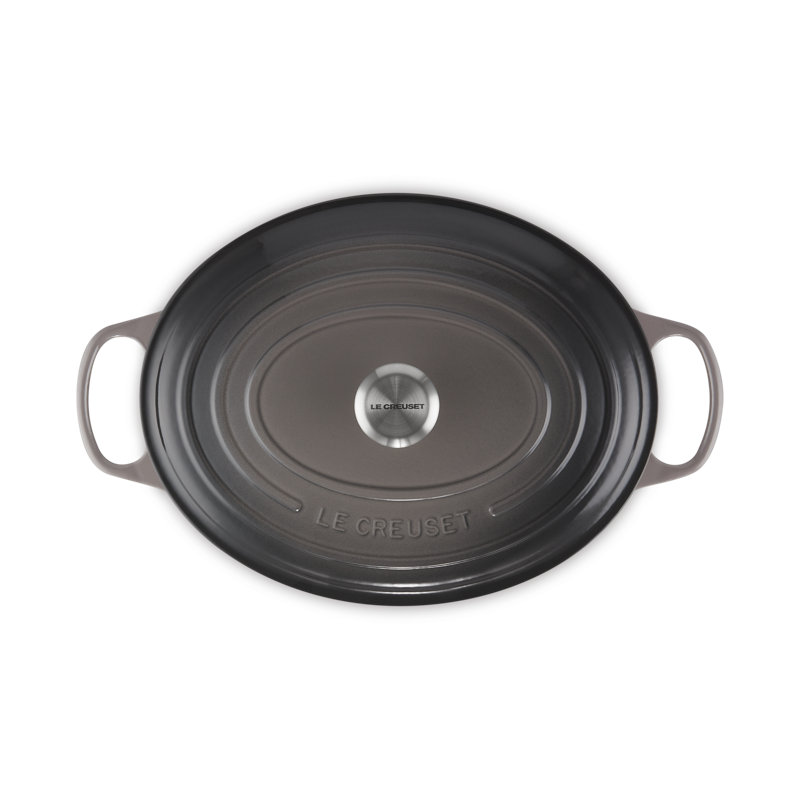 Le Creuset Enameled Cast Iron Oval Dutch Oven with Lid, 9.5 quarts, Oyster/Silver