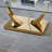 47.24" Glass Top Coffee Table With U-shape Sleek Stainless Steel Base-1154896660