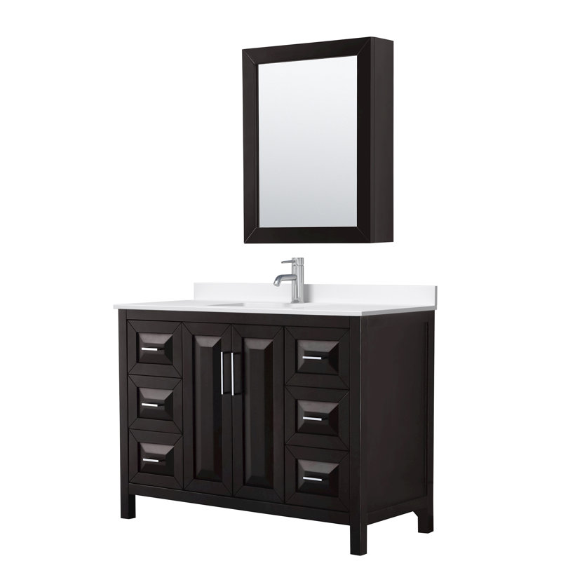 Daria 48'' W Vanity, Polished Chrome, Brown, White Quartz