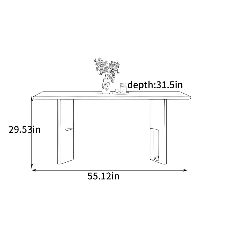 Modern Luxury-Inspired Dining Table, 29.53"H x 55.12"L x 31.5"W