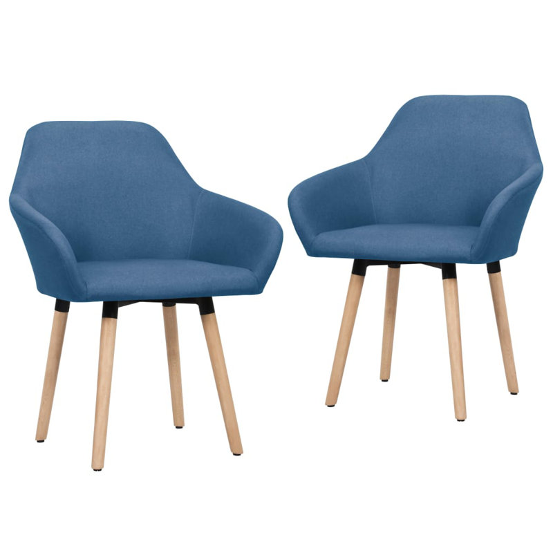 Chaise de salle à manger rembourrée avec accoudoirs en tissu Yes, Bleu