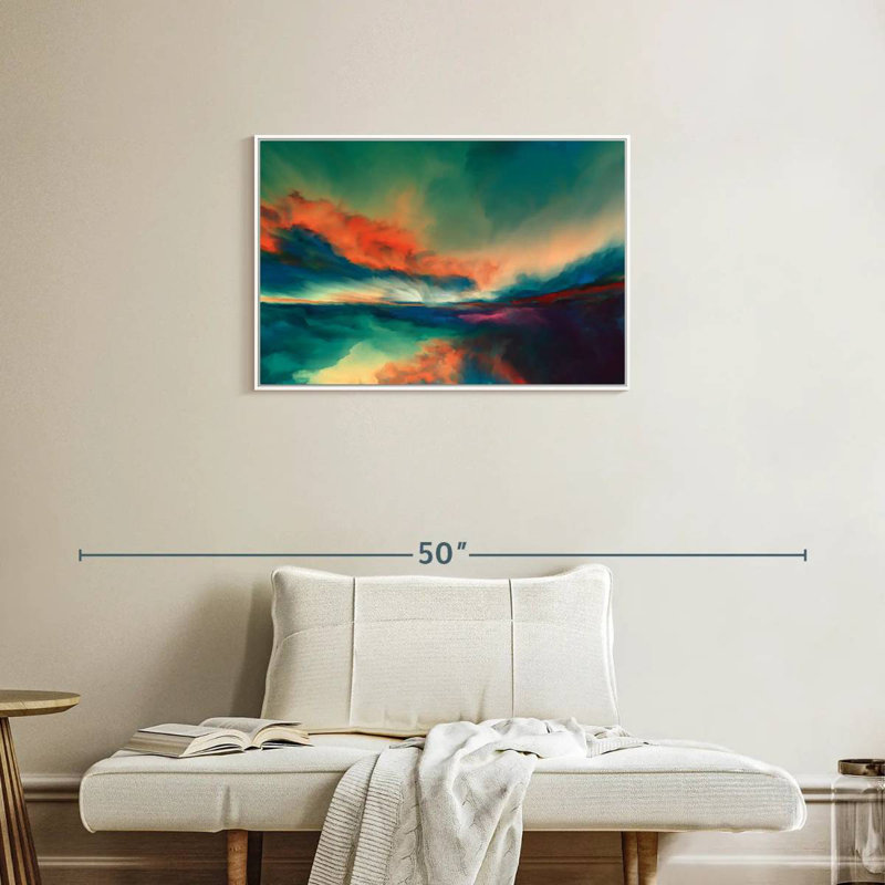 Coucher de soleil, Cadre flottant blanc, 31 po x 21 po