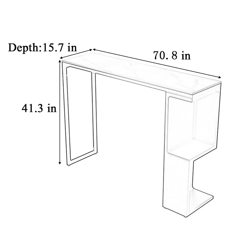 Tables et chaises de bar de cuisine d'inspiration design, H 41,3 po x L 70,8 po x l 15,7 po, Noir