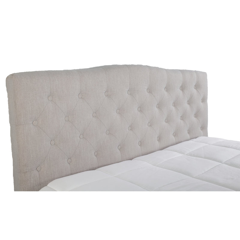 Grand lit très grand tapissier avec 2 tables de chevet, couleur pierre, 100%, 42,5 po Hauteur, tables de chevet rembourrées de 79,83 lb, noyer