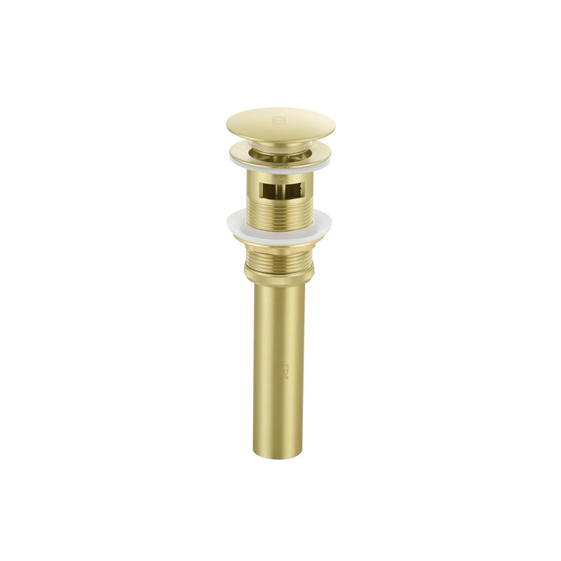 Pop-up bathroom sink drain with overflow in Polished Chrome, Brushed Gold