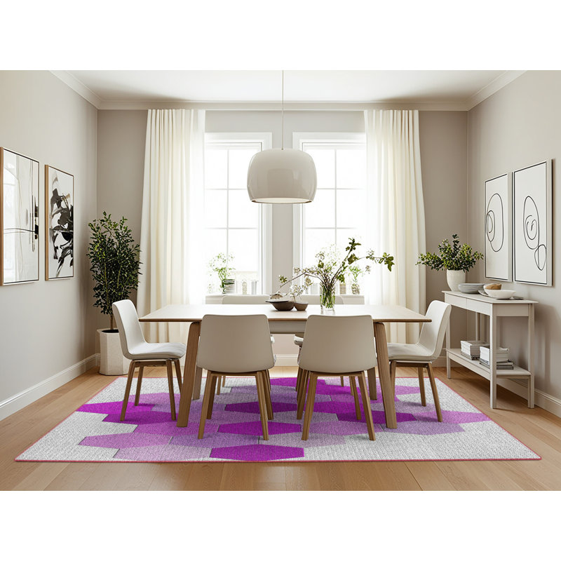 Tapis mauve à motif géométrique Kollman, Rectangle 7 pi x 10 pi