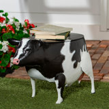 Table de vache en métal recyclé avec rangement