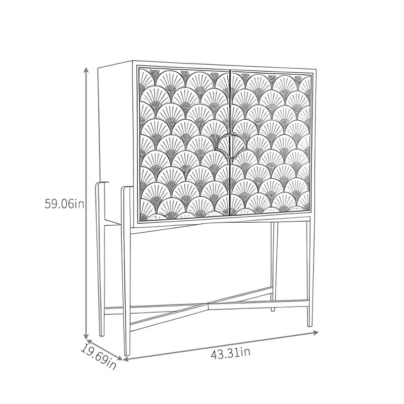 Red Double-Door Sideboard