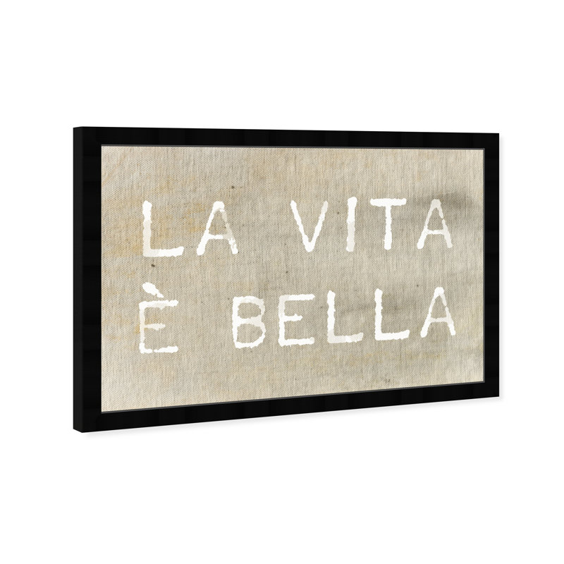 " Life Is Beautiful Typography And Quotes ", 18" H x 26" W, Black Framed