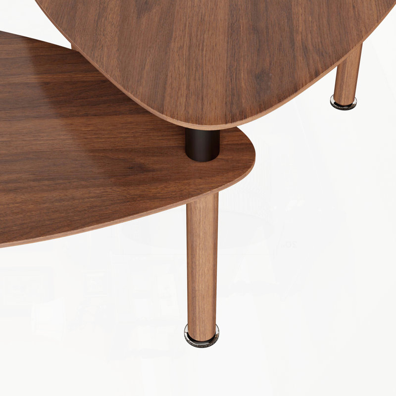 Table basse rotative à 360 ° avec placage de noyer - 37,4 po x 30,7 po, Plateau brun / base brune