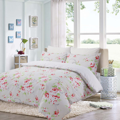 Cotton Blend Percale Floral Duvet Cover