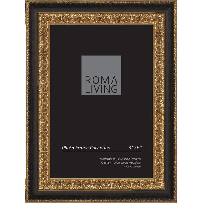 Ruvo Wood Picture Frame, 4" x 6", Gold / Black