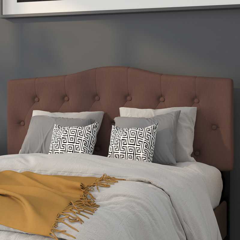 Ciriaca Arched Button Tufted Upholstered Headboard, Camel, Full
