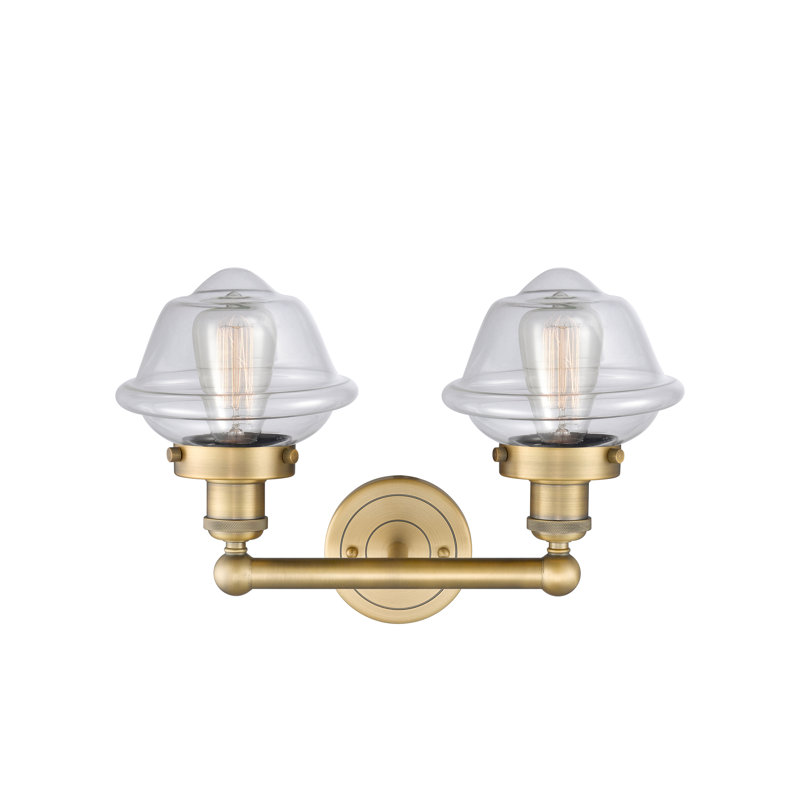 Éclairage pour meuble-lavabo à 2 lumières à intensité variable Grourke, Transparent, Laiton brossé