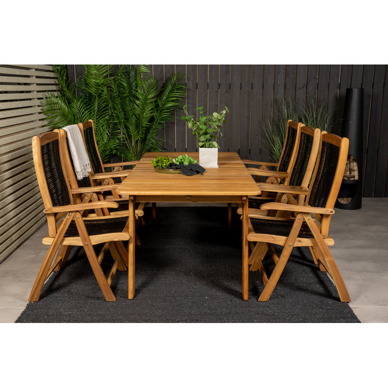 Silvine 6 - Person Acacia Solid Wood Patio Dining Set Rectangular Table