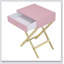 Table d'appoint rectangulaire avec un tiroir, finition rose doux et base en métal doré pour les espaces de vie modernes